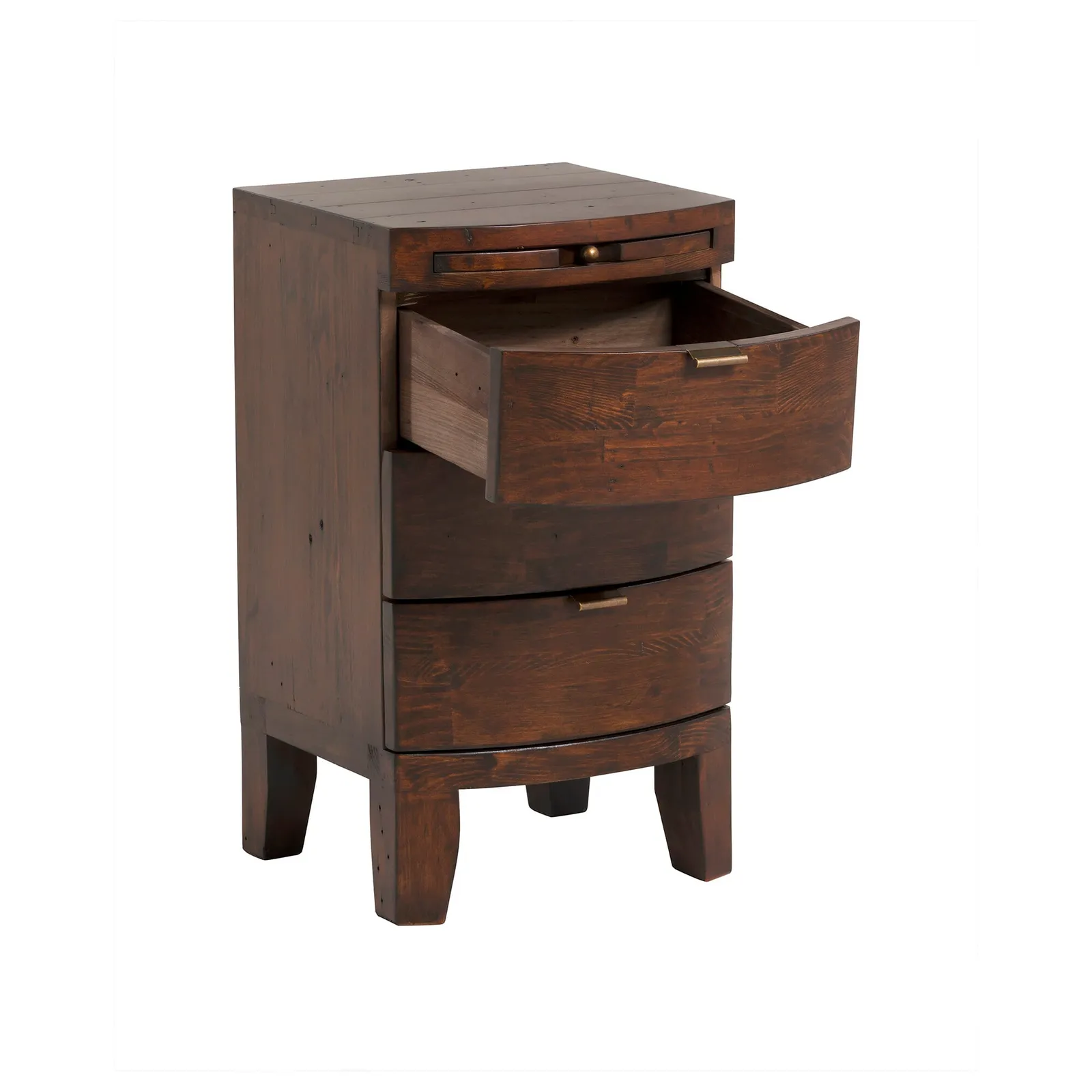 Navajos 3 Drawer Bow Front Bedside Table, Wood | Barker & Stonehouse 3