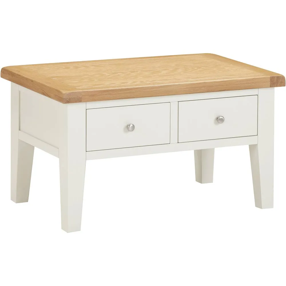 Seconique Windsor 2 Drawer Coffee Table (Fully Assembled) in Ivory 2
