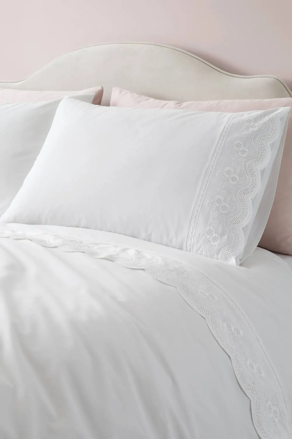 Bianca 'Elise Lace' 200 Thread Count Cotton Duvet Cover Set in White 2