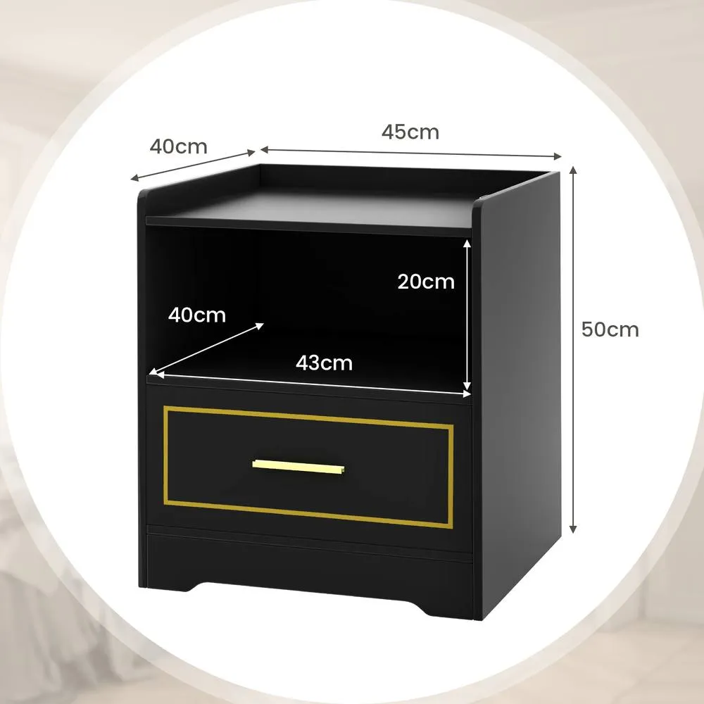 Costway LED Nightstand Smart Bedside Table Cabinet Side End Table Storage Living Room in Black 2