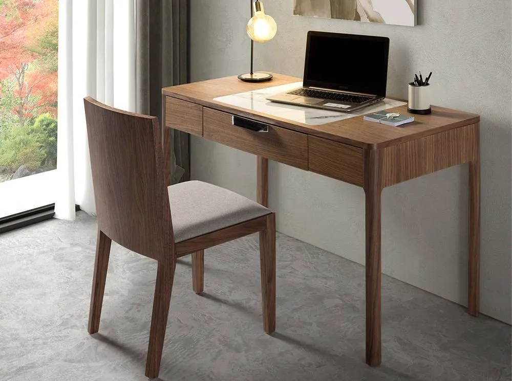 Angel Cerda Walnut Dressing Table with Glossy White & Grey Marble in Brown 6