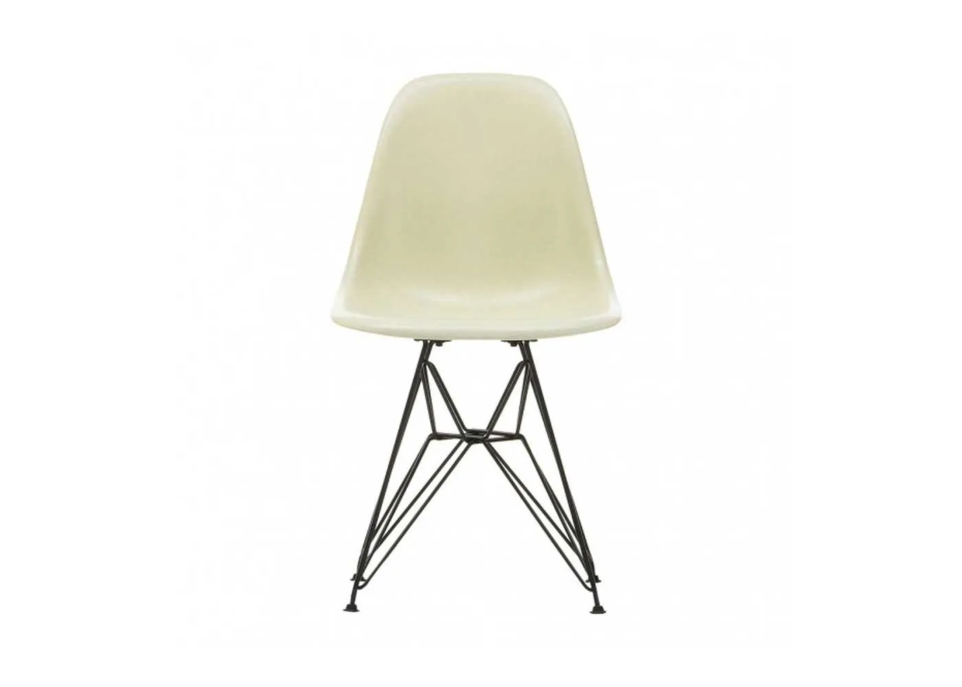 Vitra Eames Fibreglass Chair DSR Eames Parchment 30 Basic Dark Powder Coated