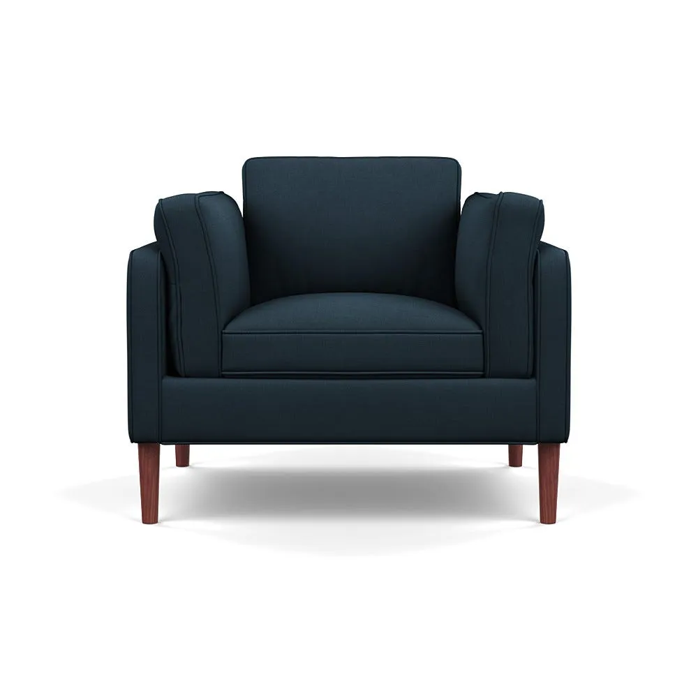 Heal's Sonno Armchair Siena Cotton Deep Sea Walnut Feet