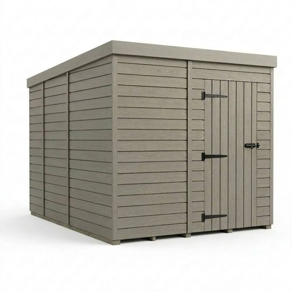Buttercup Farm 7ft x 9ft Composite Pent Garden Shed Single Door No Windows - Grey