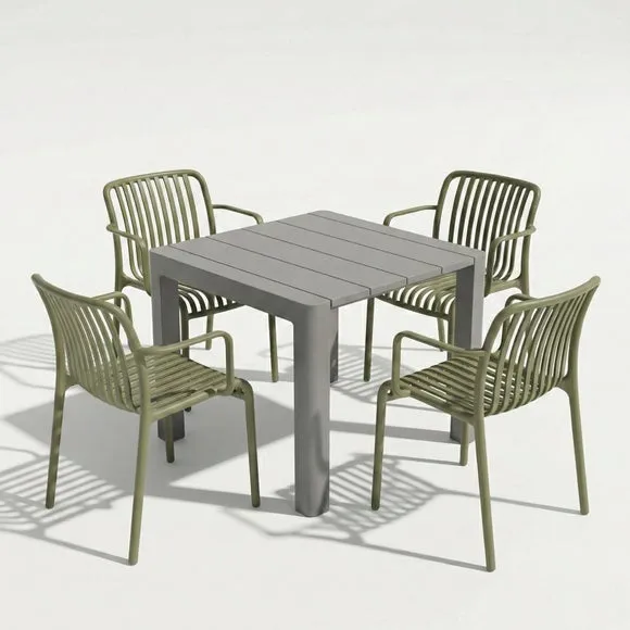 Modura Henrik Square Dining Table with 4 Alma Armchairs 2