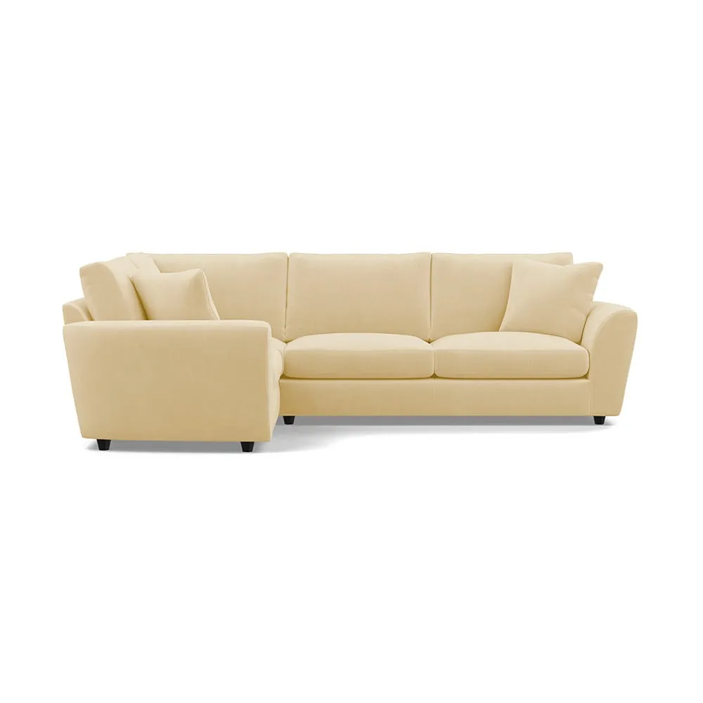 Heal's Snooze Left Hand Facing Corner Sofa Smart Luxe Velvet Biscuit Black Feet 1