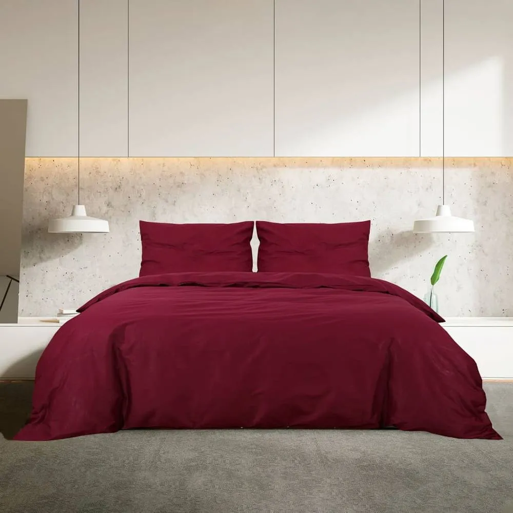 Berkfield Home Elegant Duvet Cover Set Bordeaux 240x220 cm Cotton in Red