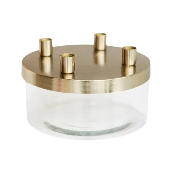 Metal Candlestick Holder with Glass Bowl 4