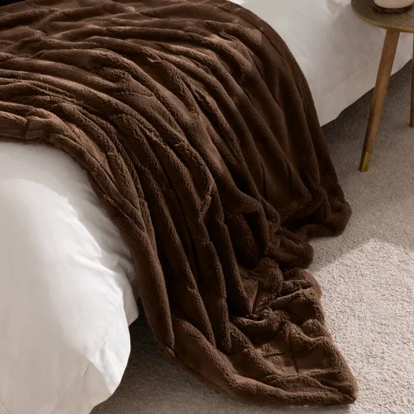 Paoletti Empress Faux Fur Throw Brown 140 X 200Cm, Brown