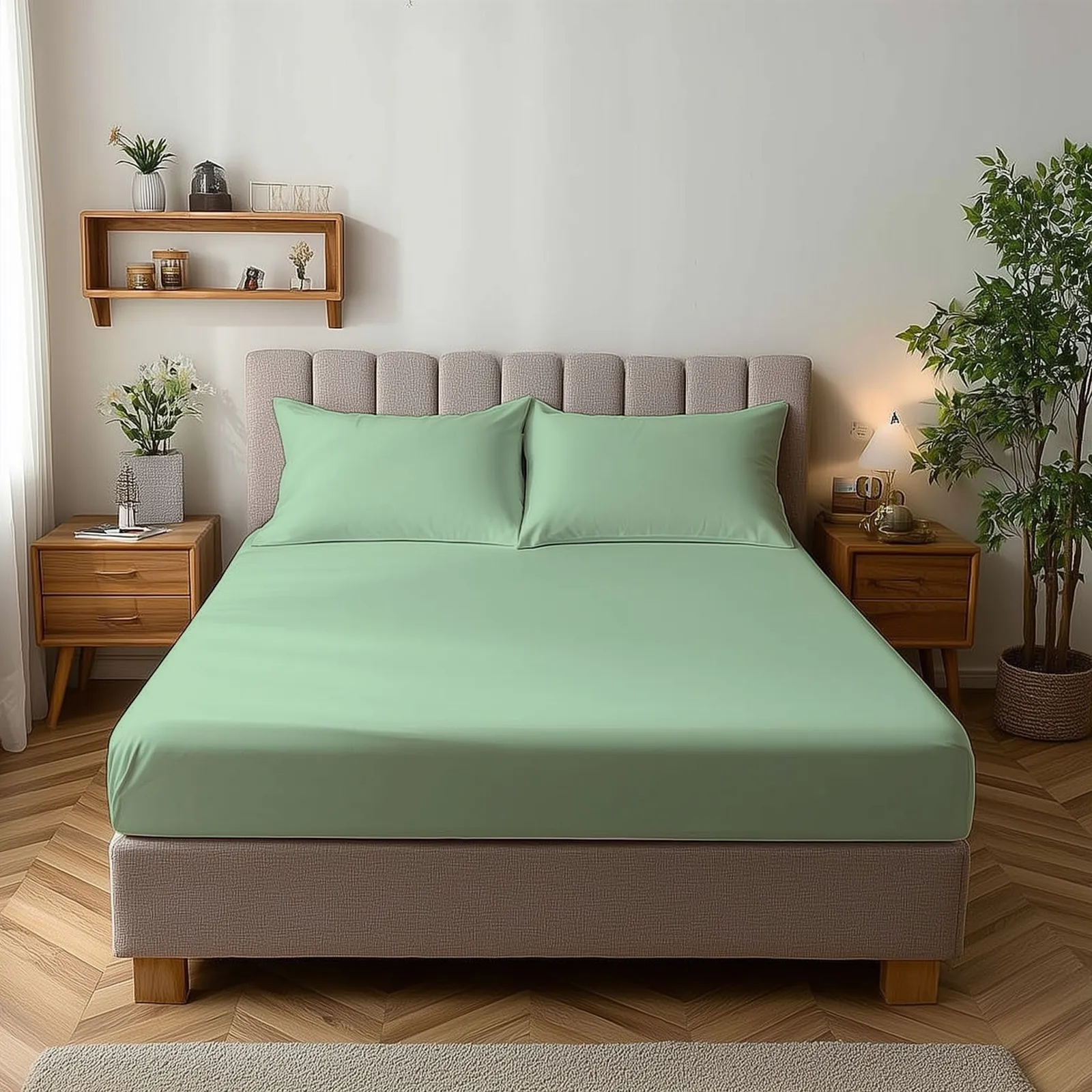 Snug City Microfibre Soft Touch Fitted Sheet 25cm Skirt Plain Dyed Bed Linen in Duck Egg Blue