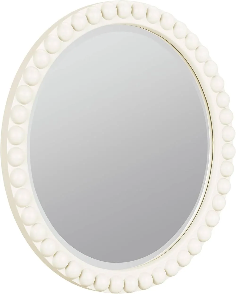 Statement Furniture Cromwell Round Wall Mirror with Bobbin Design Wooden Frame 77cm in Cream 6