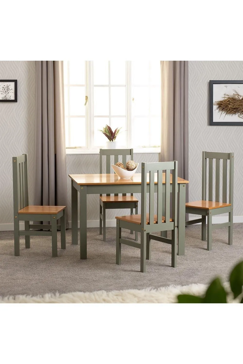 Seconique Ludlow 1+4 Dining Set in Green