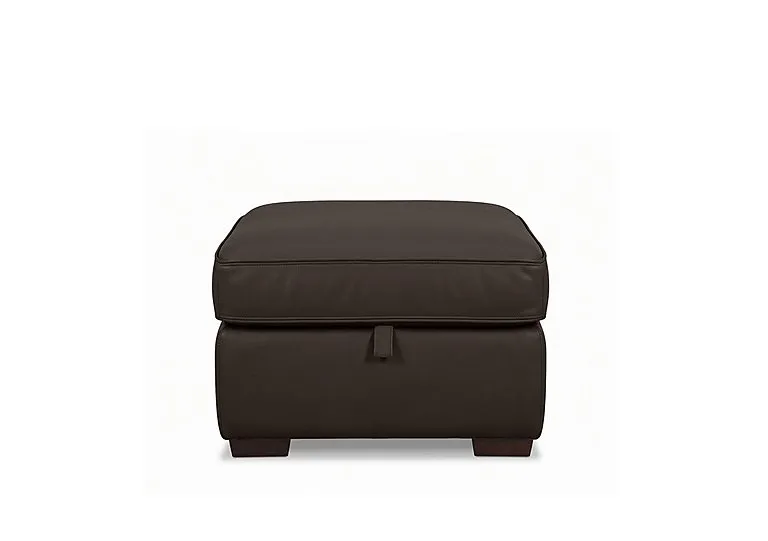 Relax Leather Storage Footstool - Dark Chocolate - Living Room Furniture - In Time for Christmas