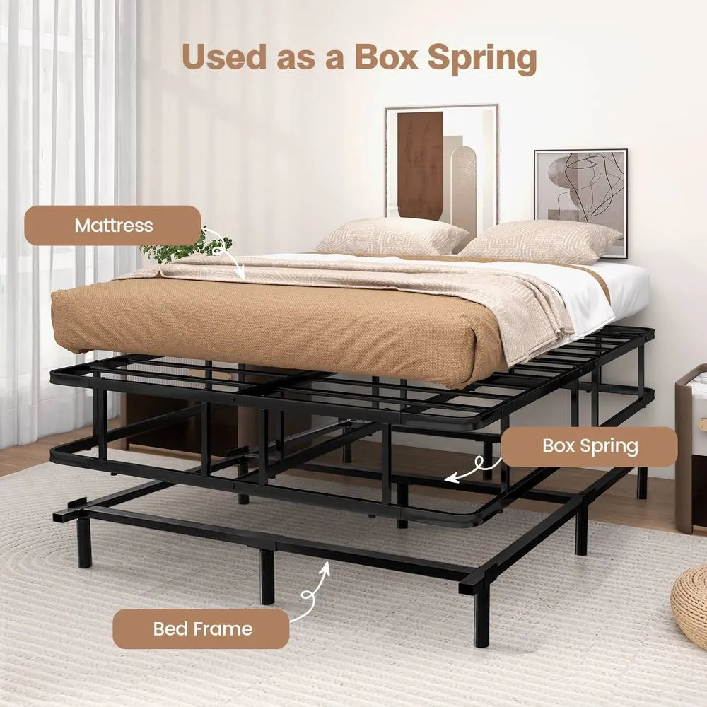 Costway King Size Bed Frame Metal Platform Bed Frame w/ Underbed Storage in Black 4