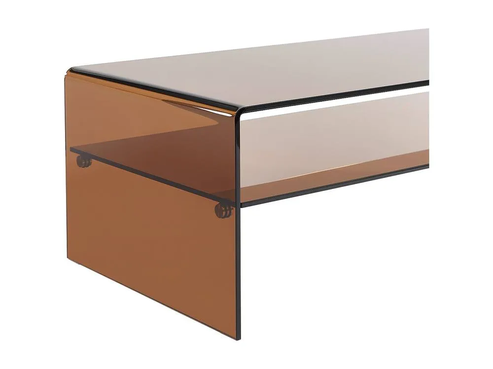 Vente-unique Double Shelf Tempered Glass Coffee Table - Brown - STILEOS 6