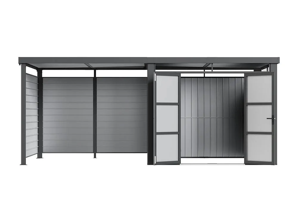 Vente-unique Galvanised Steel Metal Garden Shed 6.25 M² With Lean-To - Anthracite in Dark Grey 5