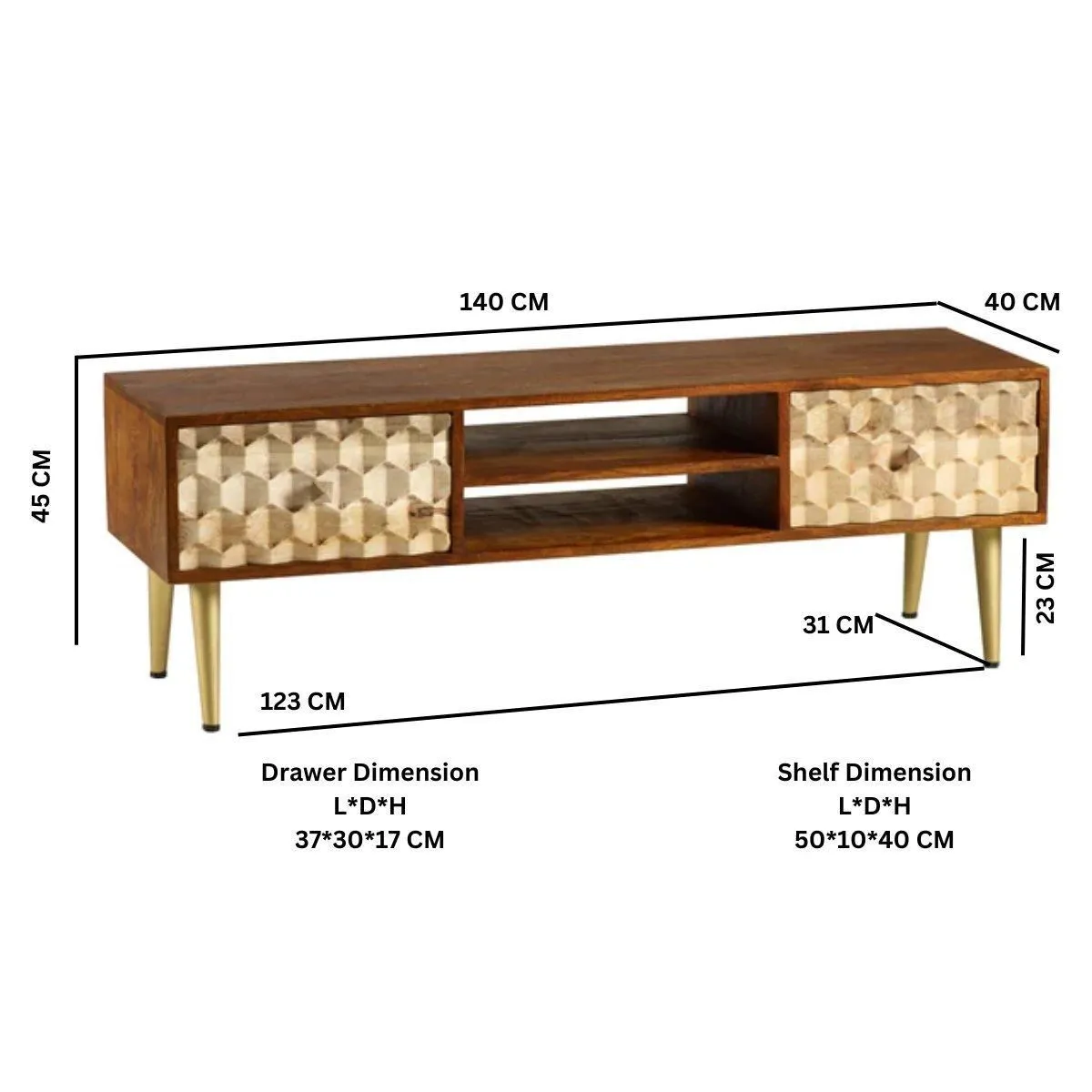 IH Design Koda Retro Large Plasma TV Unit in Brown 4