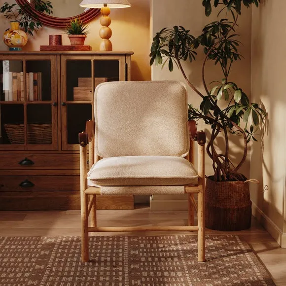 Explorer Wooden Frame Boucle Accent Chair 3