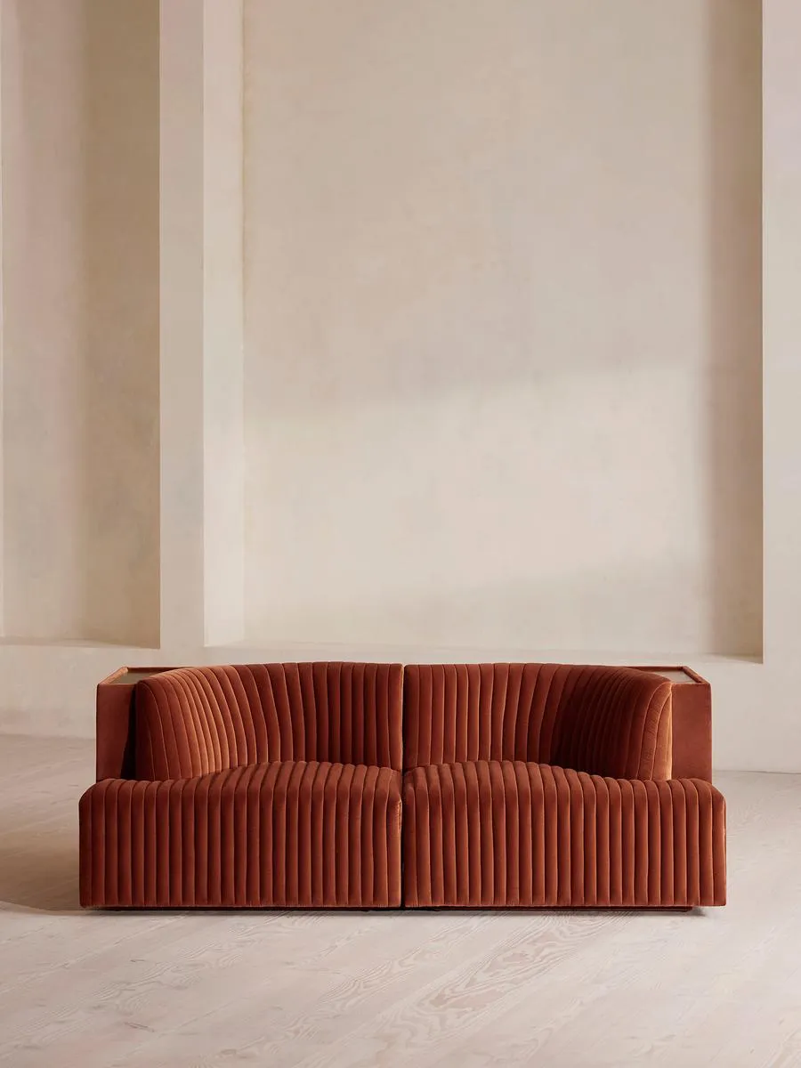 Hamish Modular Sofa, Three Seater, Velvet, Rust
