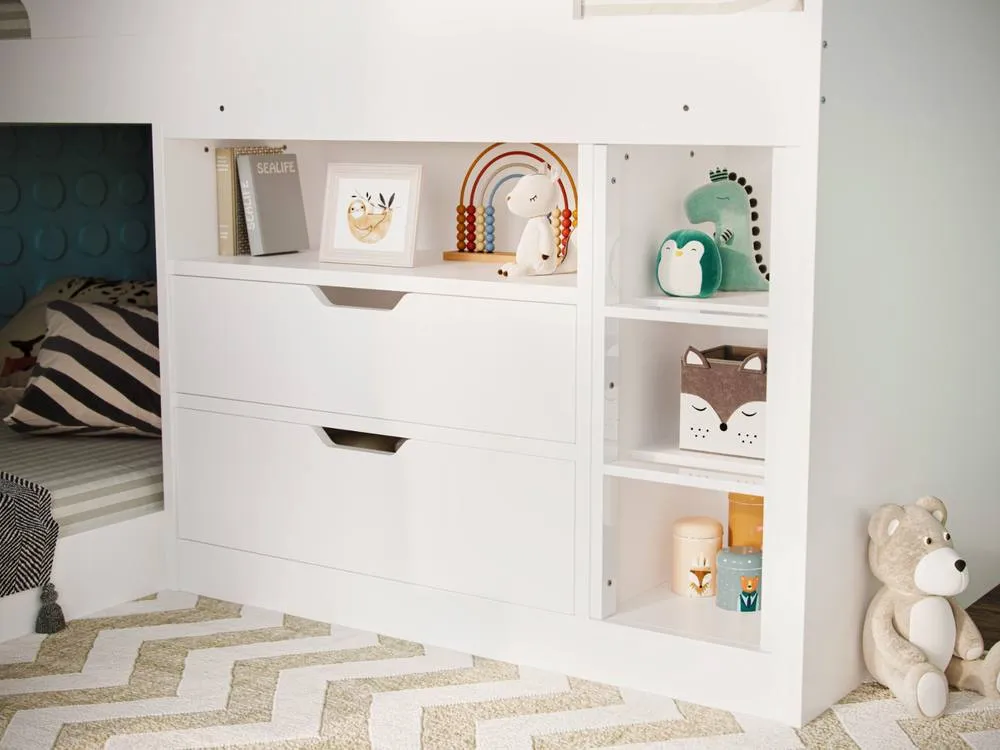 Flair Oscar Staircase Triple Bunk Bed with Storage in White 4