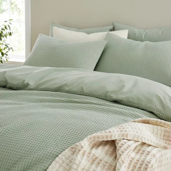 Ashton Waffle 100% Cotton Duvet Cover & Pillowcase Set 3