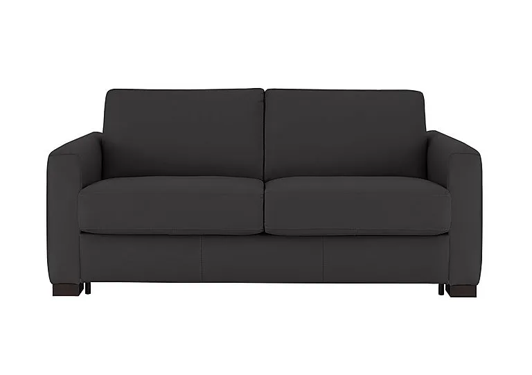Alcova 2.5 Seater Leather Sofa Bed with Box Arms - Botero Nero