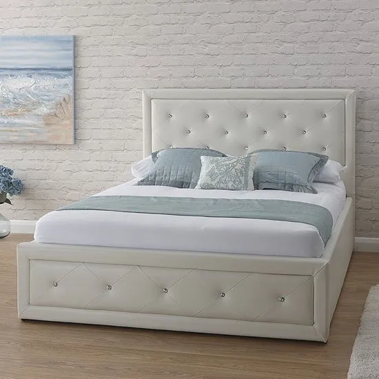 Hollywood Faux Leather Double Bed In White