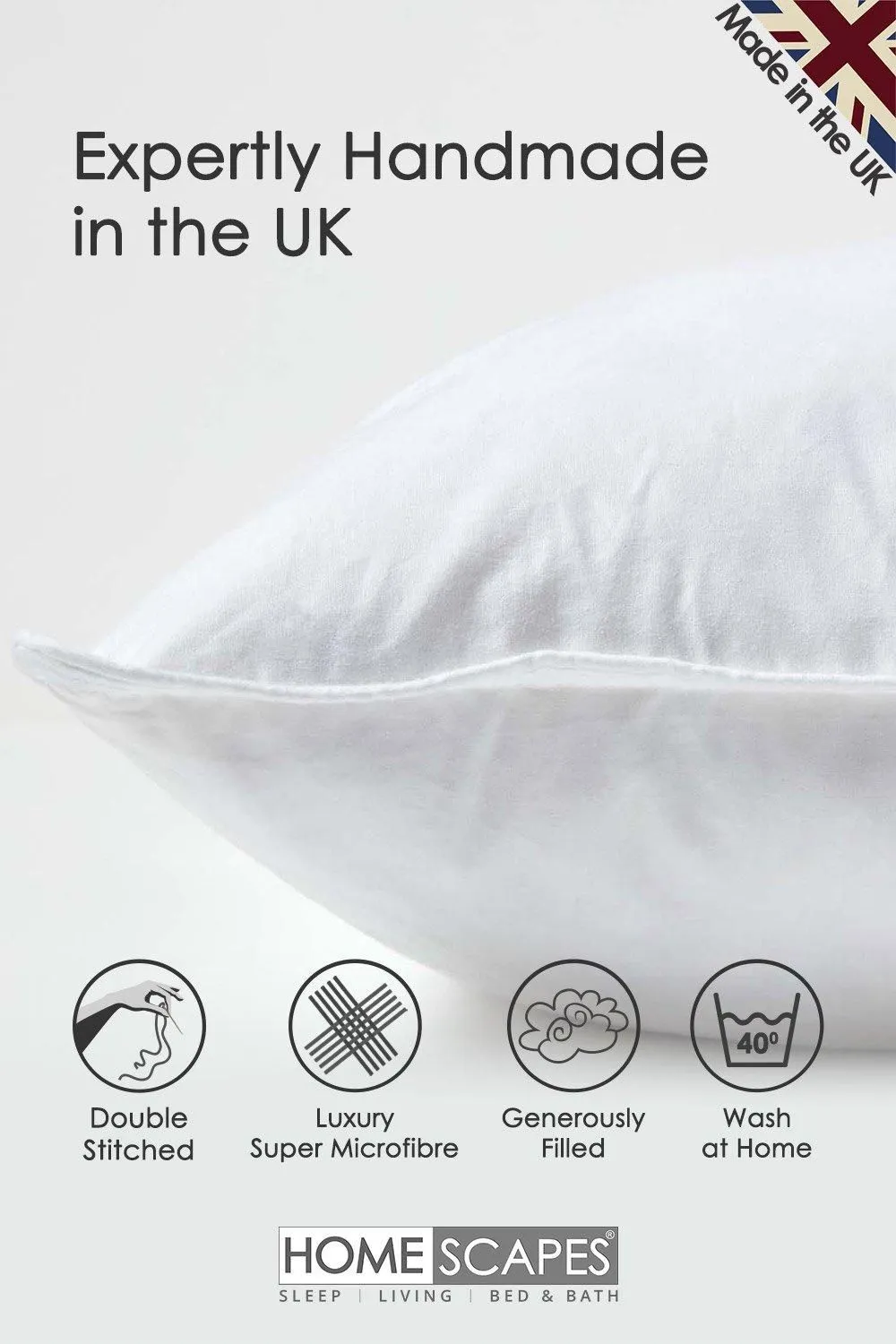 Homescapes Super Microfibre Cushion Pads - Luxury Cushion Filler & Inserts in White 2