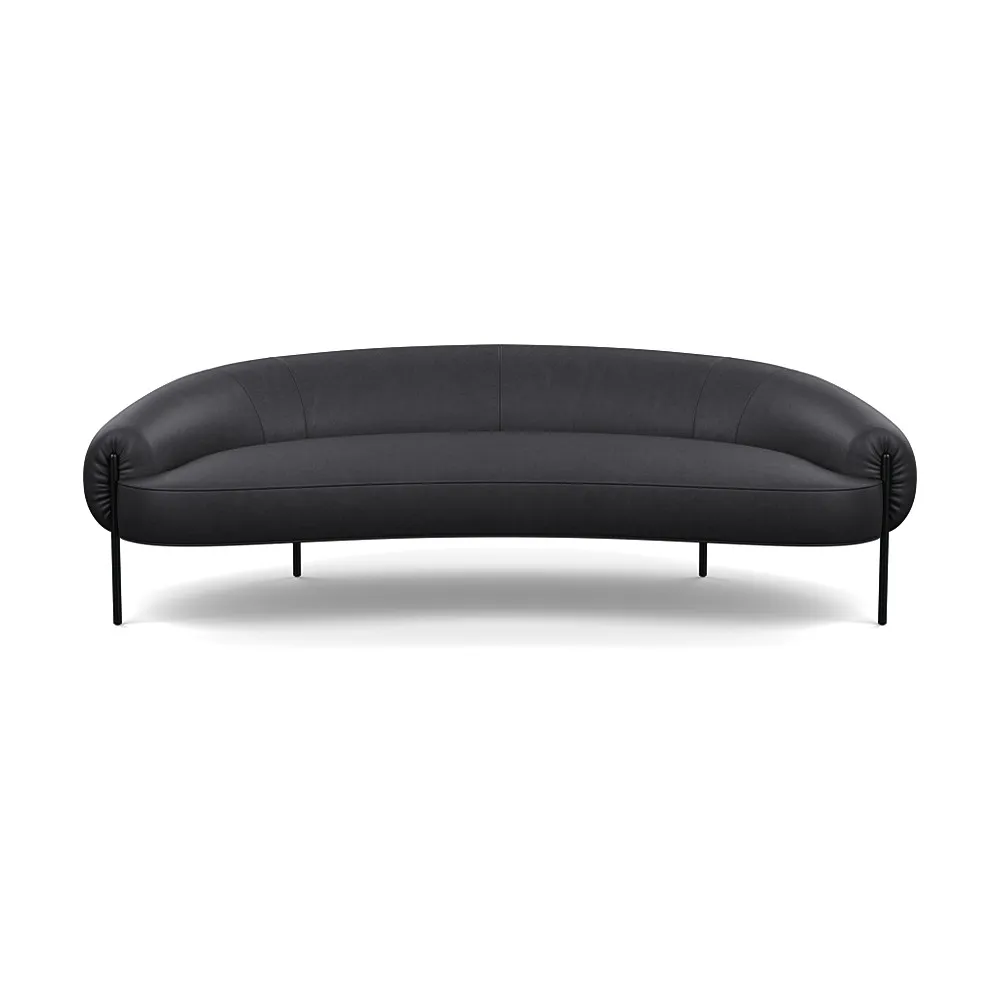 Heal's Isola 3 Seater Linea Leather Black 622 Black Feet 1