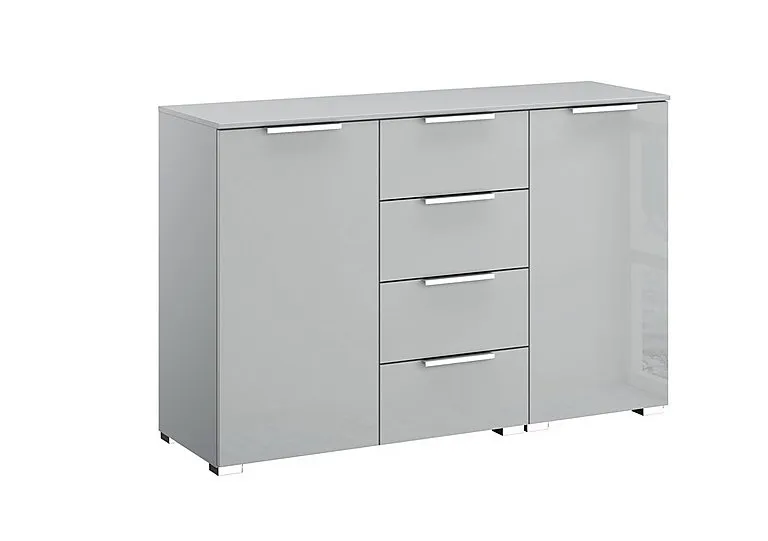 Formes Glass 4 Drawer 2 Door Chest - Silk Grey/Silk Grey Front