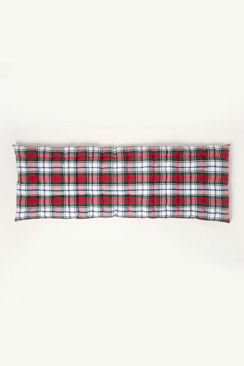 Homescapes Garden Bench Cushion Luxury 3 Seater Cotton Red Tartan Indoor Outdoor Pad 3