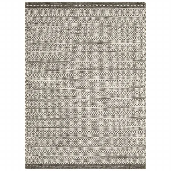 Knox Hand Woven Rug In Taupe - 73% Wool, 14% Cotton, 9% Polyester & 4% Viscose - W160 x D230cm