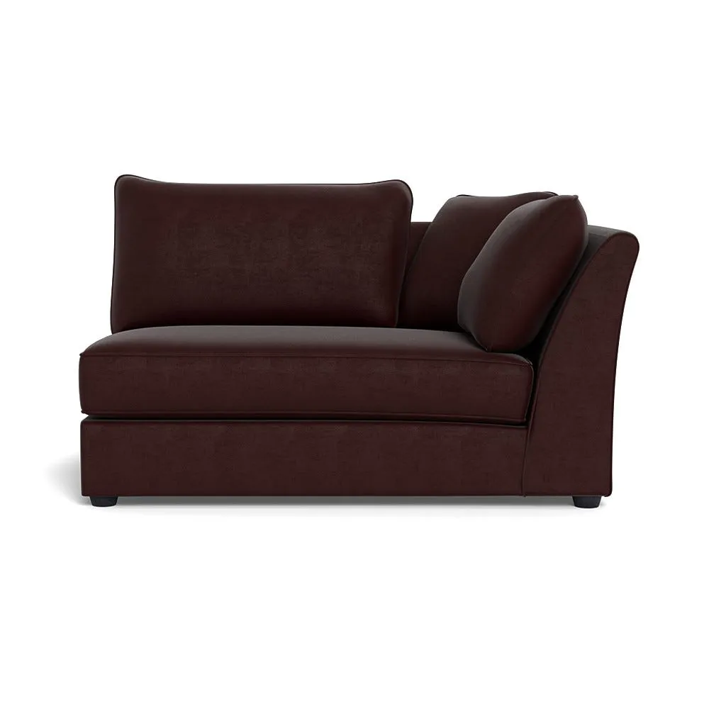 Heal's Tailor Large Curved Right Hand Facing Corner Unit Smart Luxe Velvet Acorn Black Beech Feet