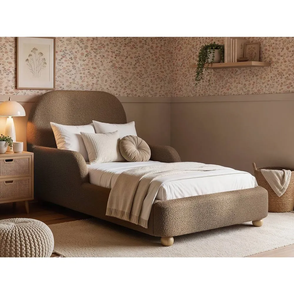 Flair Kira Upholstered Single Bed in Brown