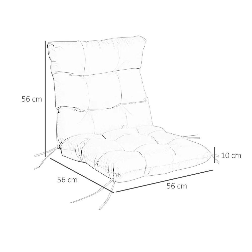 OUTSUNNY Garden Back Chair Cushion Patio Seat Cushion Pad for Outdoor & Indoor Use in Light Grey 2