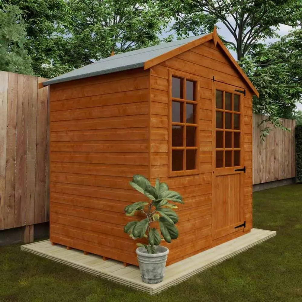 Buttercup Farm 5 x 7 Feet Simple Summer Room 12mm Shed - Solid Wood/Softwood/Pine in Burnt Orange 4