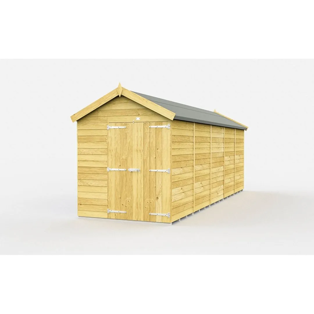 Buttercup Farm 7 x 19 Feet Apex Shed - Double Door W/O Window - L560 x W214 x H217 cm in Brown