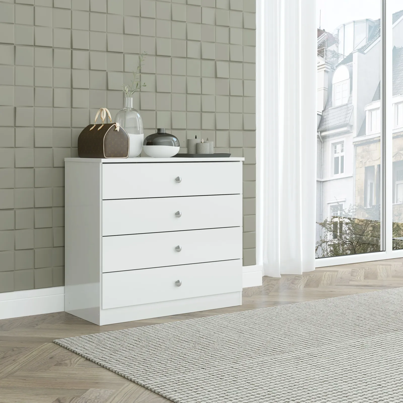Seconique Denver 4 Drawer Chest in White