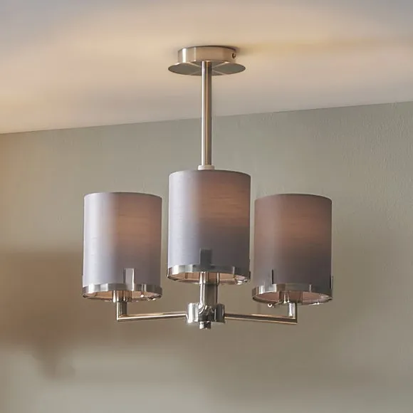 Midland Effect 3 Light Semi Flush Ceiling Light
