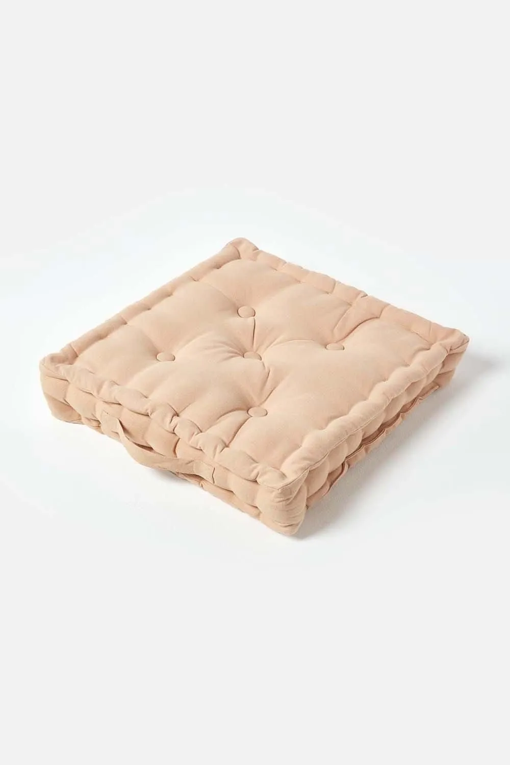 Homescapes Plain Cotton Floor Cushion in Natural