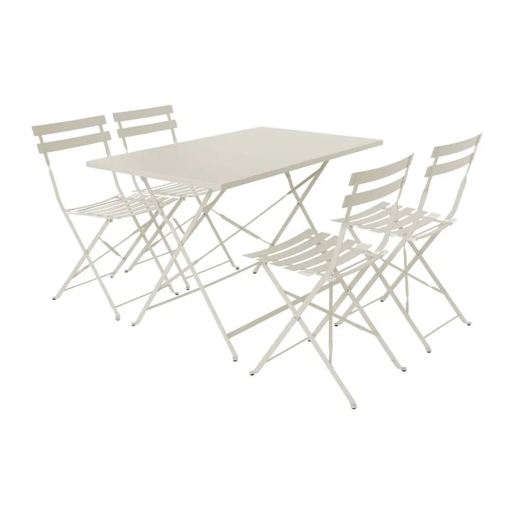 sweeek 4-seater folding metal bistro garden table in Beige 2