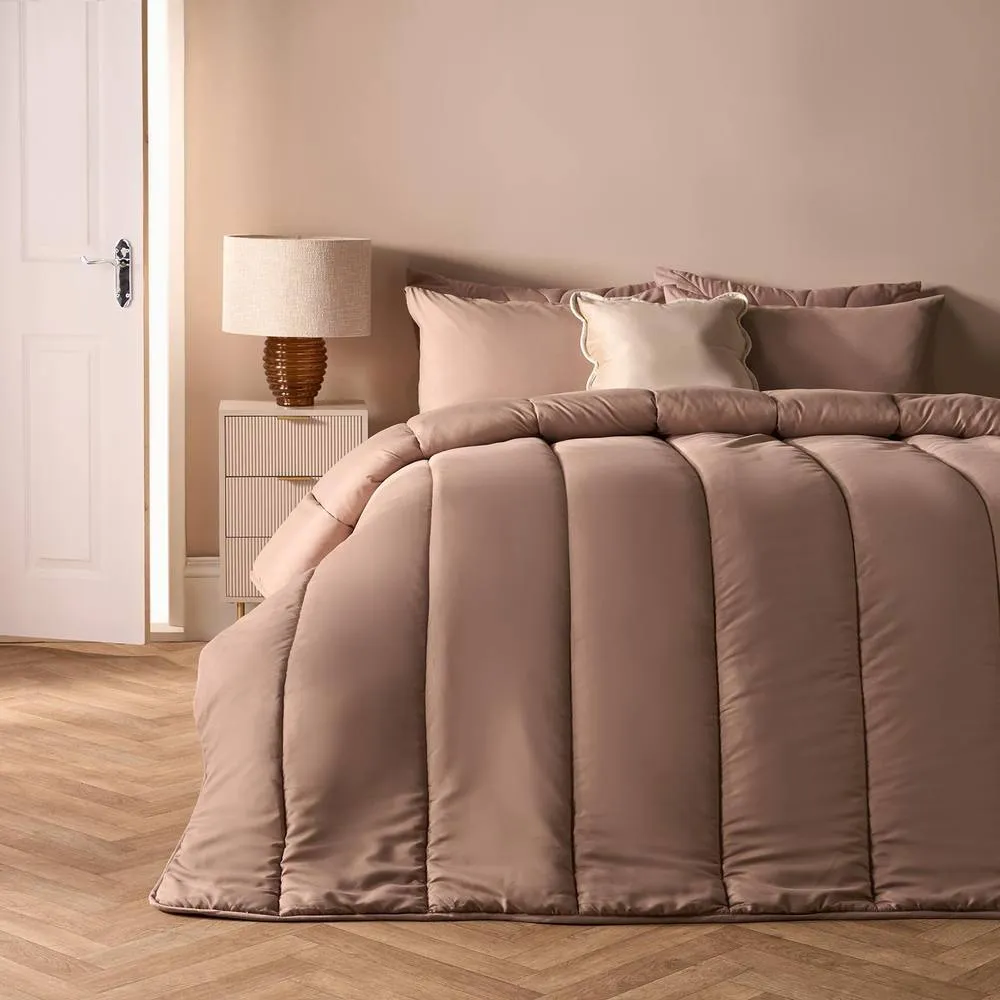 OHS Plain 10.5 TOG Coverless Duvet with Pillowcase Bedding Set in Natural