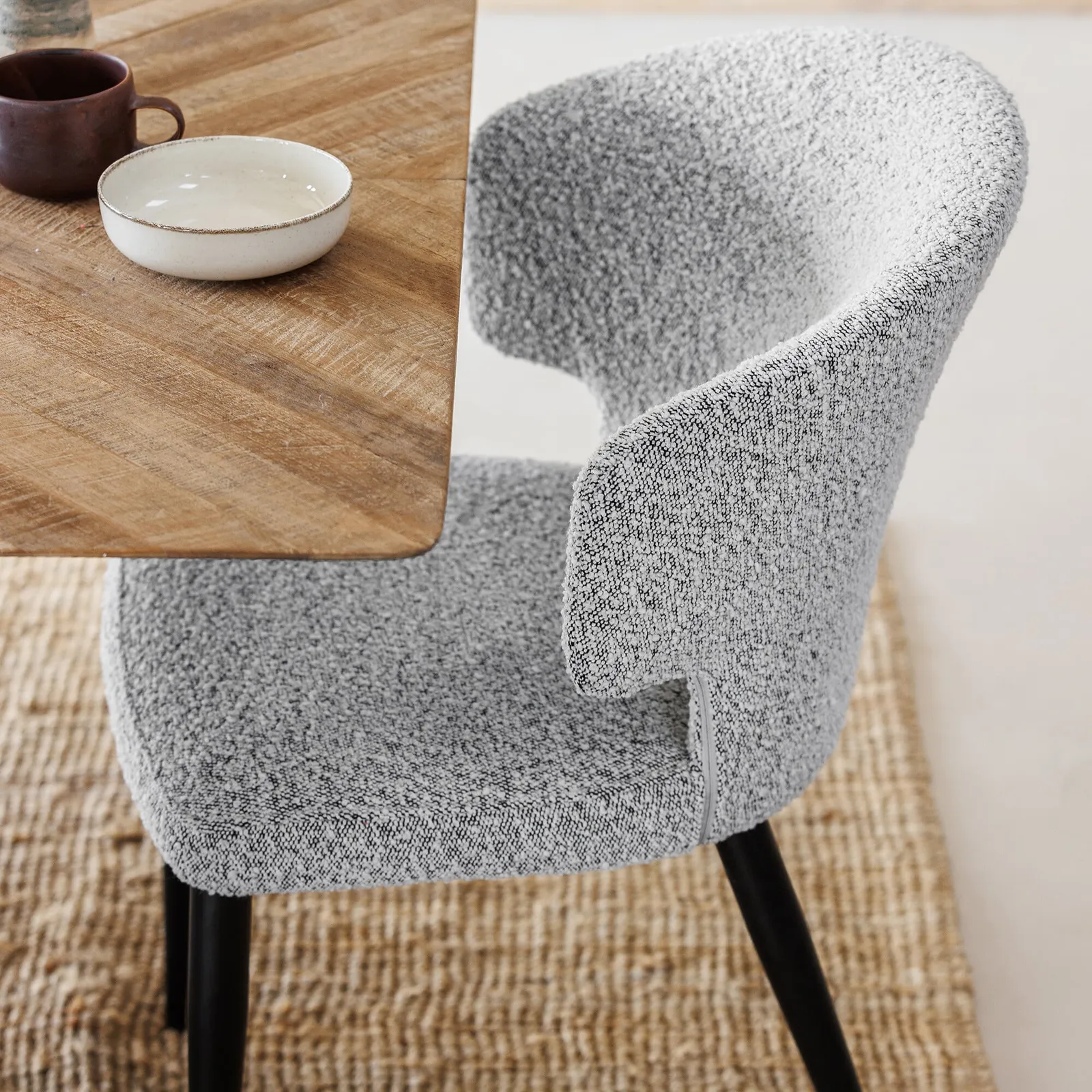 Pernu Dining Chair, Grey Boucle | Barker & Stonehouse 3
