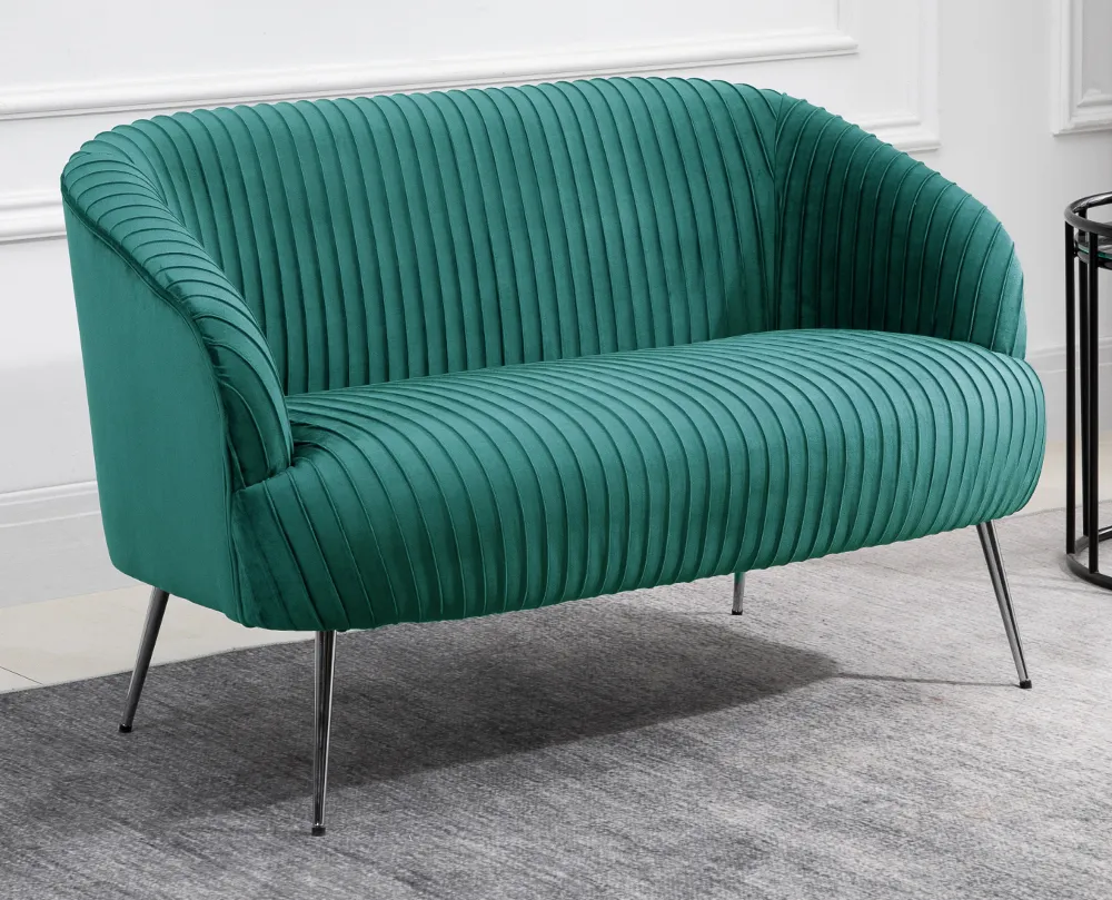 Layla Green Fabric 2 Seater Sofa
