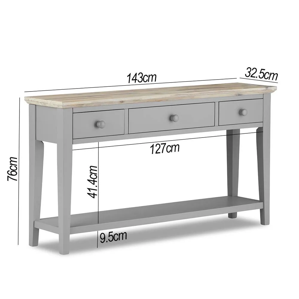Statement Furniture Florence Large Console Table with 3 Drawers in Light Grey 2