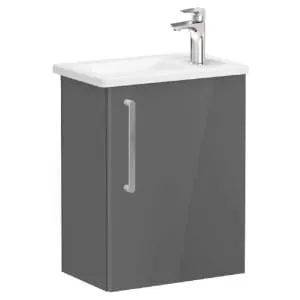 VitrA Avery Storm Grey Wall Hung Cloakroom Vanity Unit & Basin - 575 x 450mm