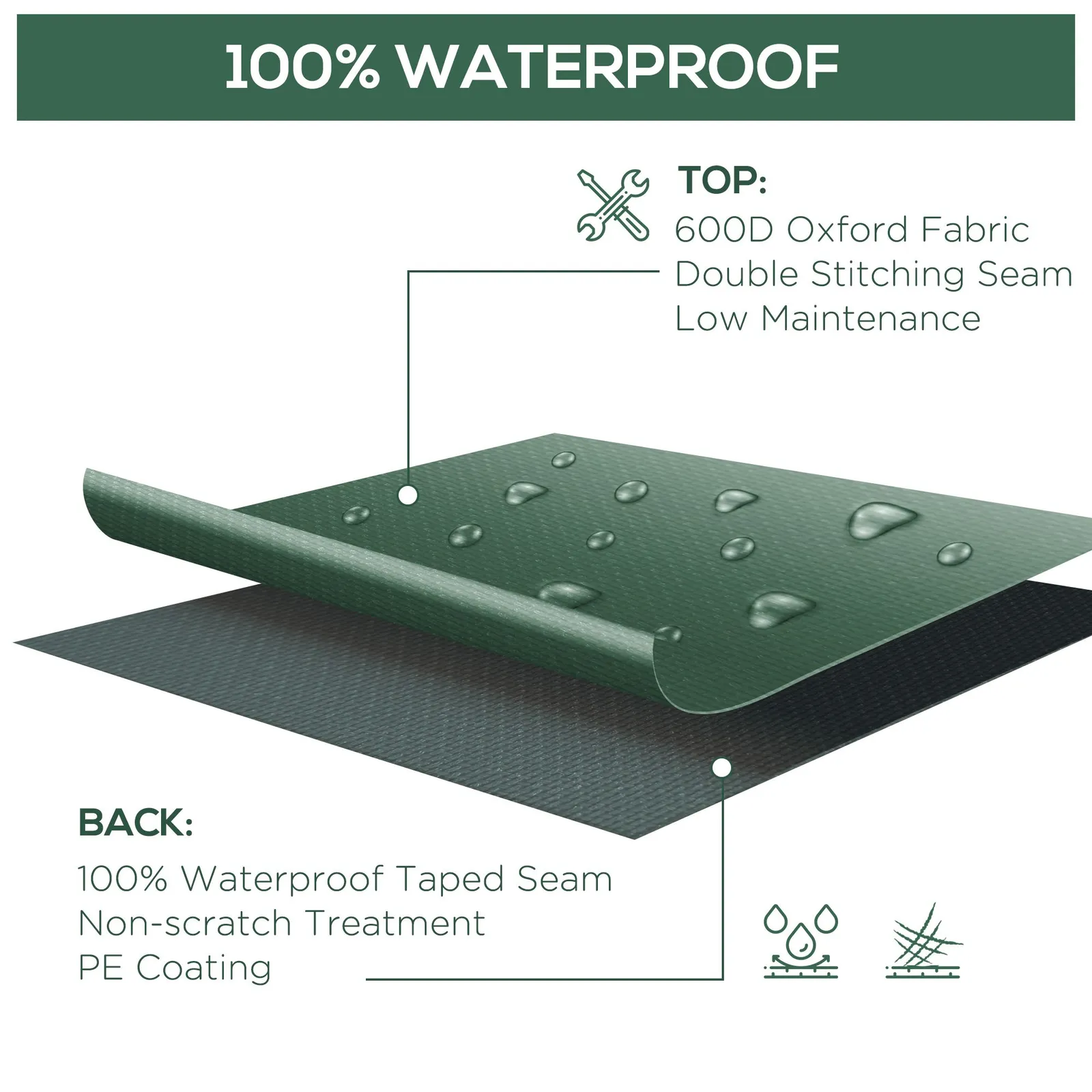 OUTSUNNY 255x142cm Outdoor Garden Furniture Protective Cover Water UV Resistant in Green 5