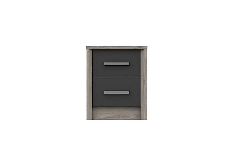 Euston 2 Drawer Bedside Chest - Grey Oak/Graphite Gloss