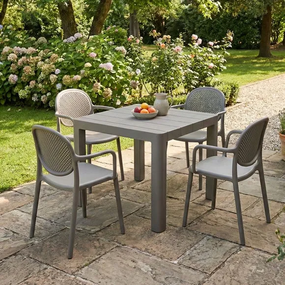 Modura Henrik Square Dining Table with 4 Stina Armchairs