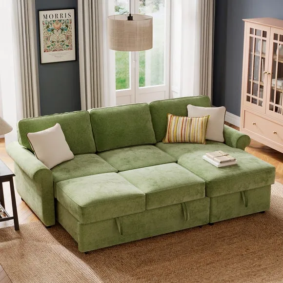 Eleanor Luxe Chenille Corner Trundle Storage Sofa Bed 4
